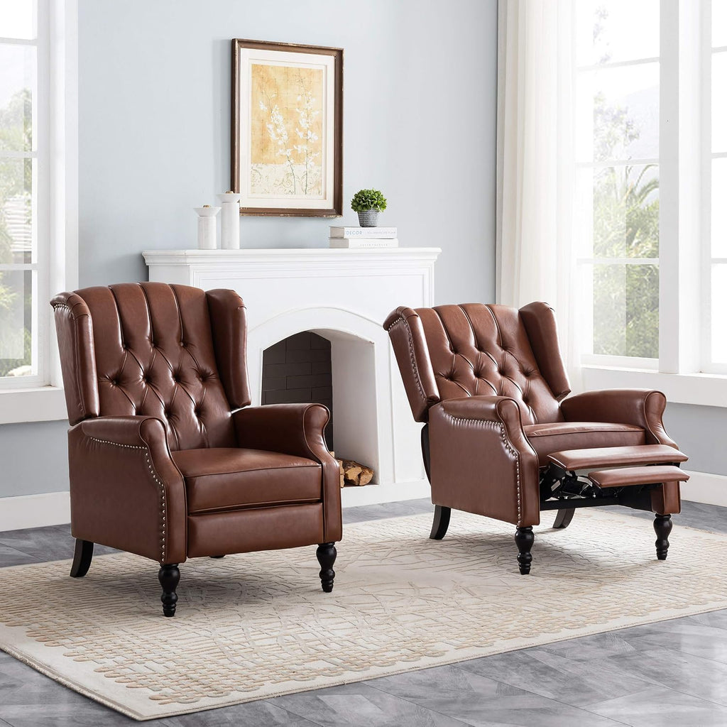 Christopher Knight Home Elaine Contemporary Tufted Recliners (Set of 2), Cognac Brown + Dark Brown