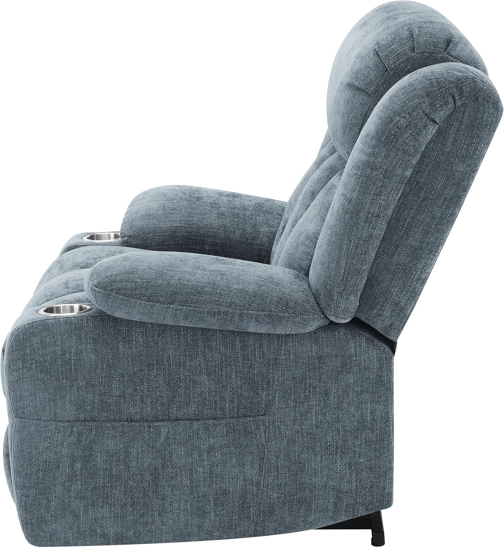 Coaster Home Furnishings - Houston - Fabric - Power Lift Recliner with Pillowtop Arms, Built-in USB Port, Power Panel and Two Cup Holders - Living Room - Slate Blue - 602294P