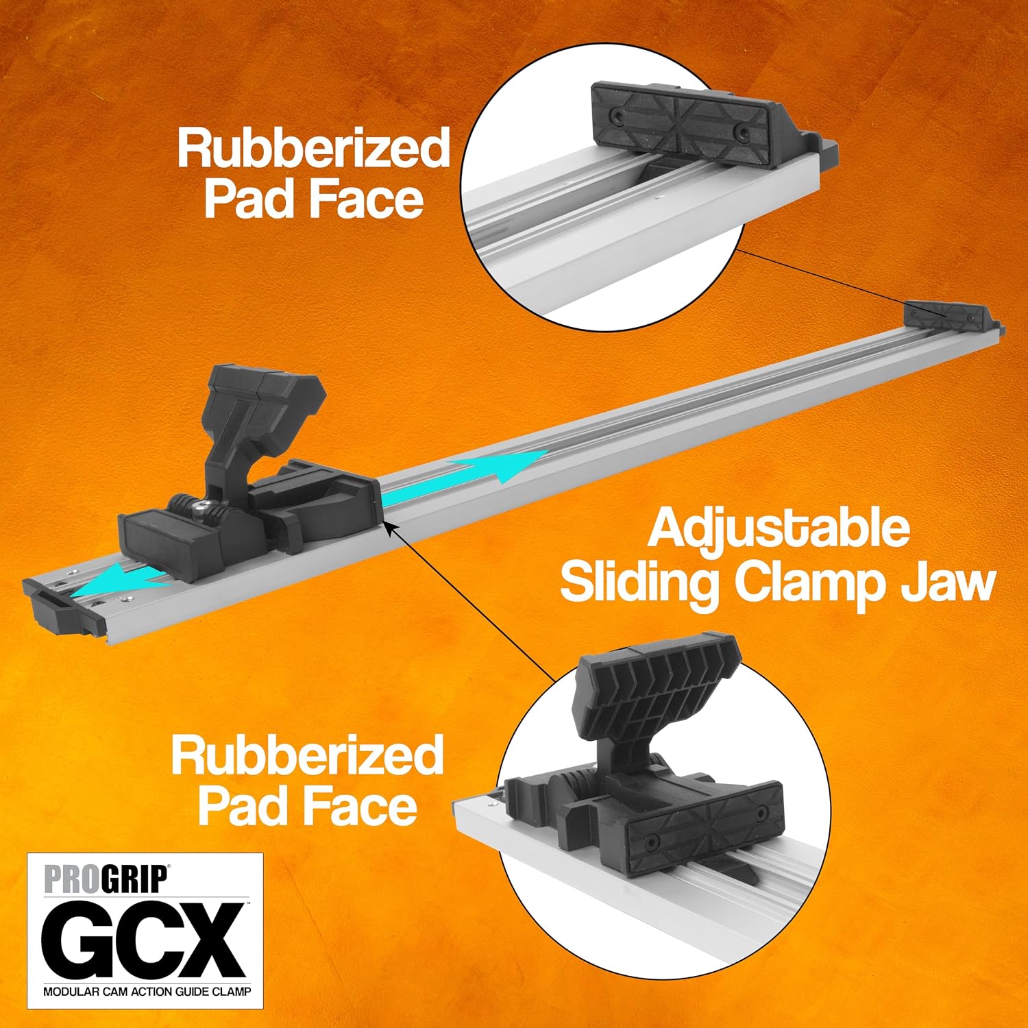 ProGrip GCX Edge Clamp Guide 3 Pack – Modular Extendable Track for Circular Saws, Routers & Jigsaws –Aluminum Cutting Guide with Locking Handle –Includes 24, 36 and 50 Inch Clamps