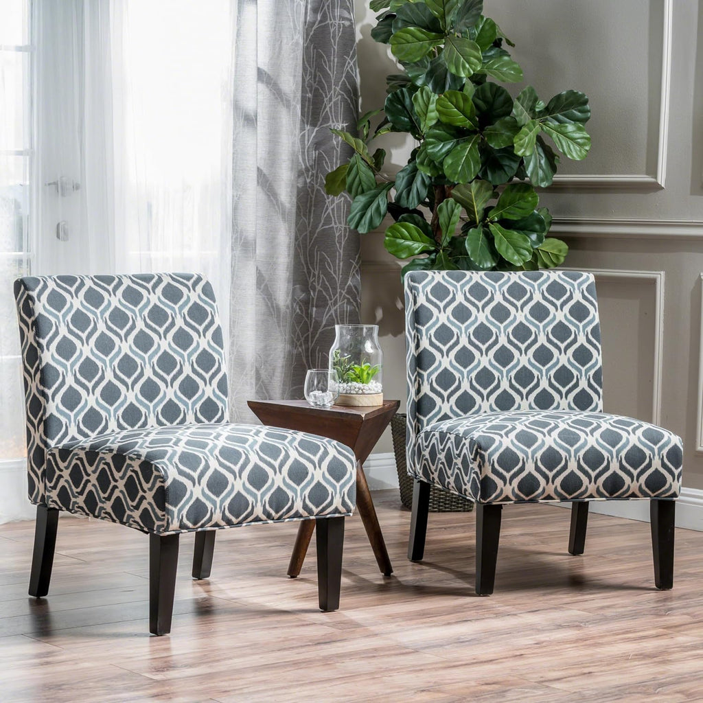 Christopher Knight Home Kassi Fabric Accent Chairs, 2-Pcs Set, Blue / Navy