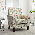 Container Furniture Direct Contemporary Accent Arm Chair with Birch Wood Frame and Velvet Upholstery, Armchair for Office and Living Room Decor, Removable Cushions, 04 Printed Fabric