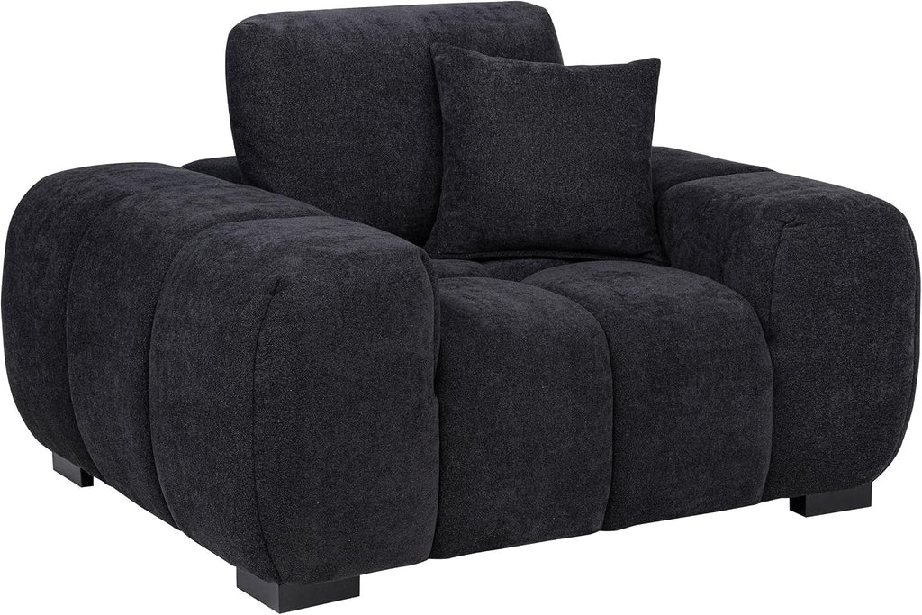 Coaster Home Furnishings - Octavia - Fabric Upholstered Accent Chair with Track Arms, Tufted Back, Curved Shape and Pocket Coil Seating - Living Room - Black - 511063