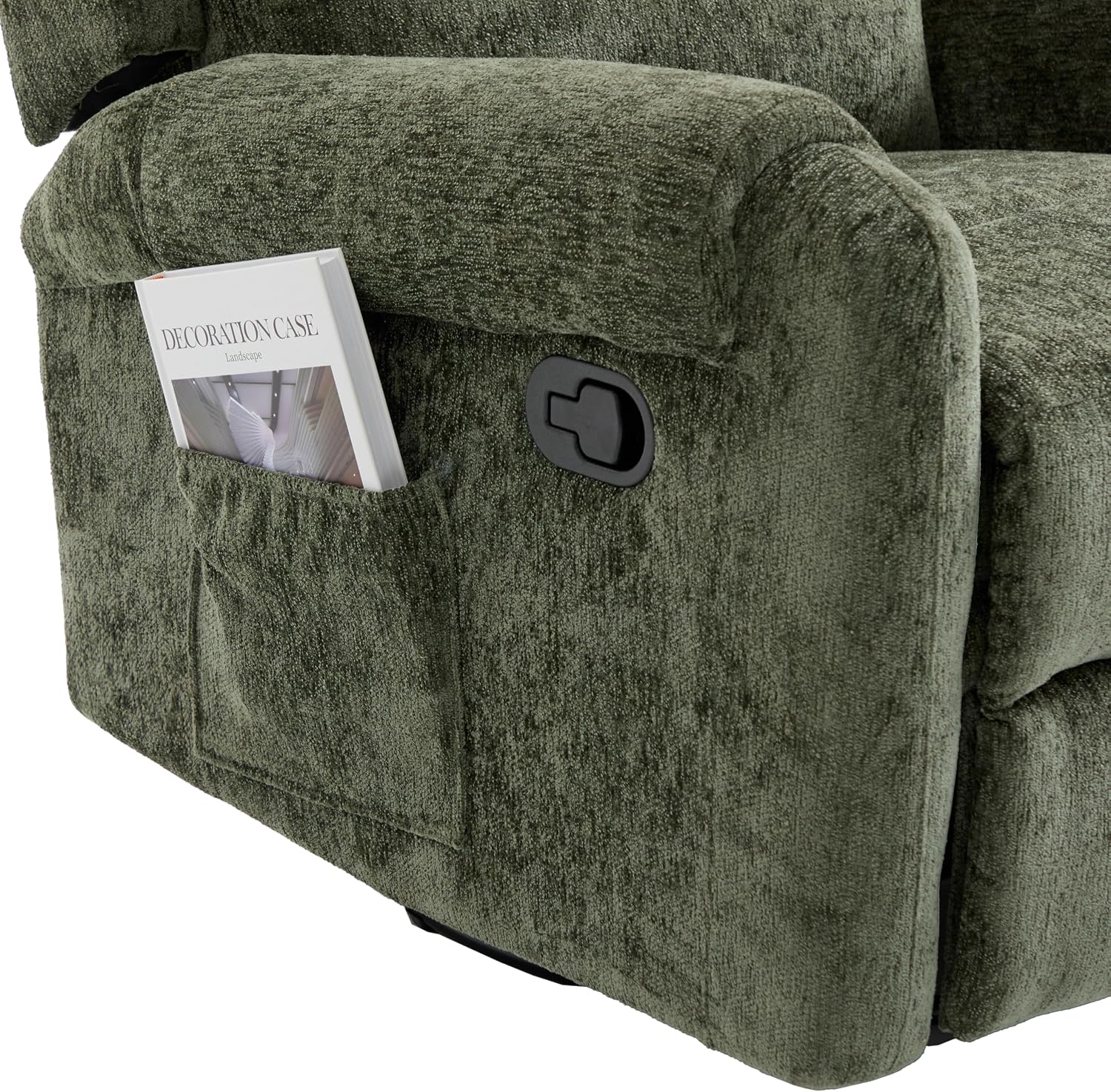 Christopher Knight Home Harper Massage Recliner Chair with 8 Modes, Chenille Upholstered Recliner Sofa, Swivel Massage Chair with a Side Storage Pocket for Living Room/Bedroom, Head Support, Green