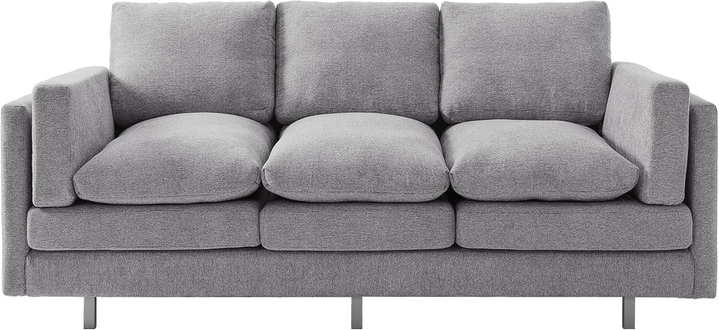 Christopher Knight Home Vincenzo 3 Seater Couch, Chenille Upholstered Sofa Chair, Metal Legs Couch, Dual-Layer Cushions Armchair, 79.5' Sectional Sofa, Comfort Seating for Living Room, Light Gray