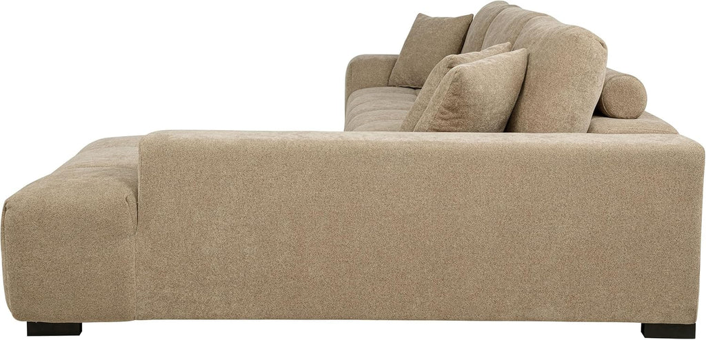 Coaster Home Furnishings - Octavia - Fabric - Upholstered Sectional Sofa with Chaise, Grid Tufting and Accent Pillows - Living Room - Camel - 509961