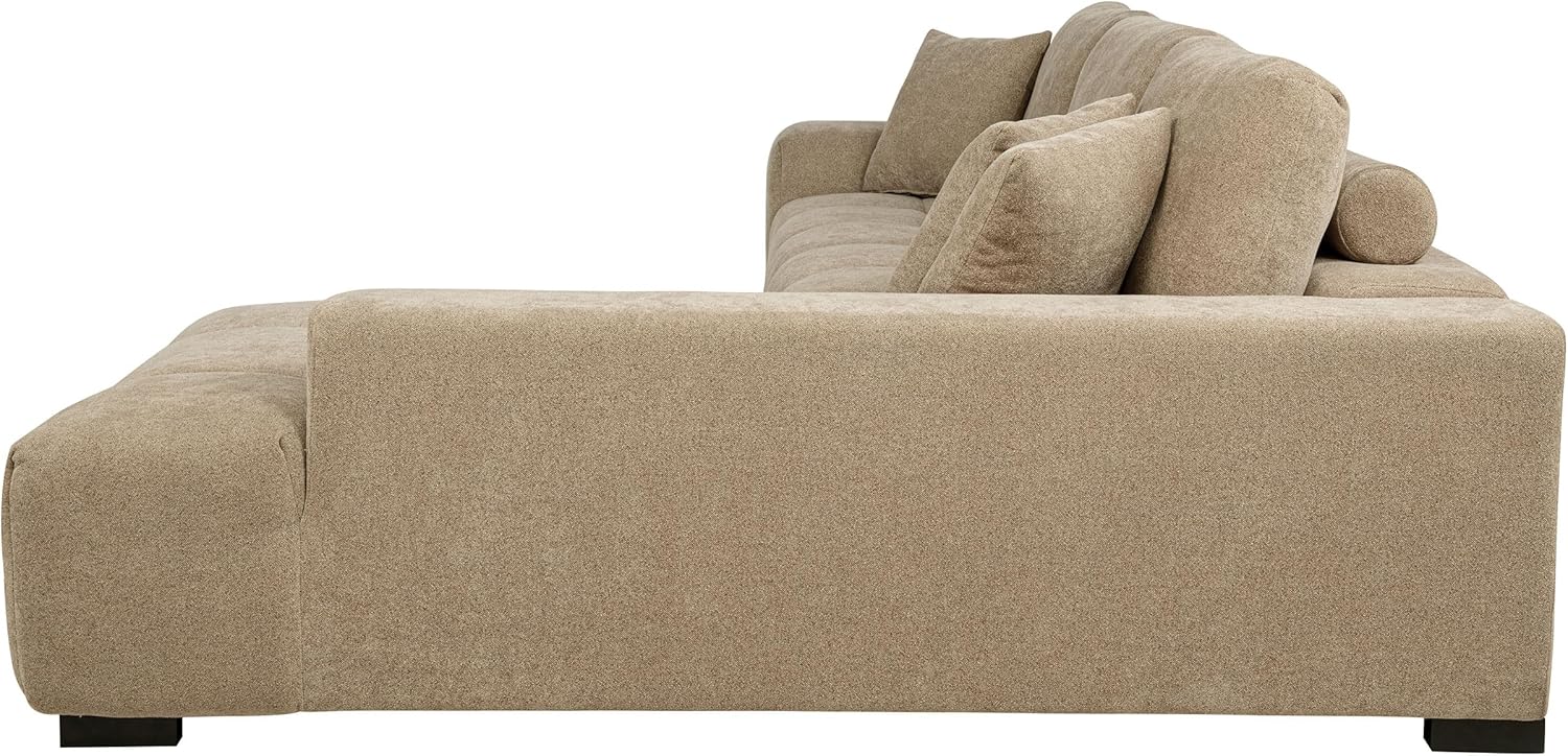 Coaster Home Furnishings - Octavia - Fabric - Upholstered Sectional Sofa with Chaise, Grid Tufting and Accent Pillows - Living Room - Camel - 509961
