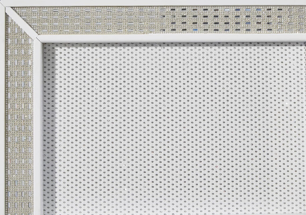 Signature Design by Ashley Chalanna Contemporary Dresser with 6 Drawers, Built-in LED Lighting, Rhinestone Details, Wood, White, 64' W x 20' D x 38.75' H