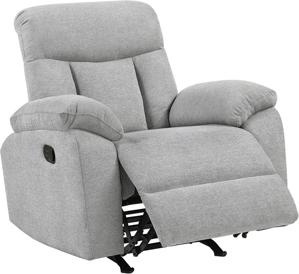 Lexicon Manual Rocker Recliner Chair for Living Room, Chenille Fabric Upholstered Rocking Reclining Chair, Home Theater Seating, Easy Assembly, Recliner, Gray