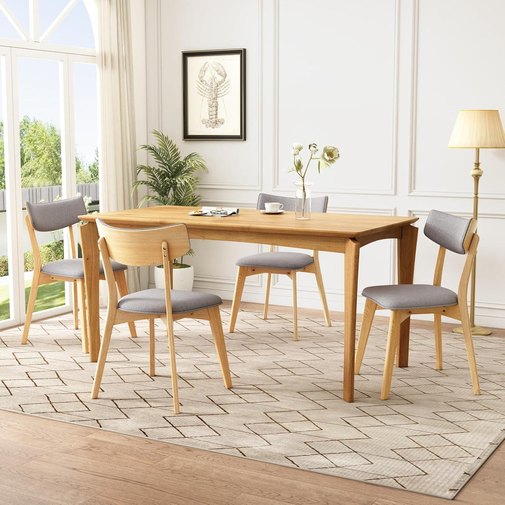 Christopher Knight Home Wrene Mid-Century Dining Chairs Set of 4, Upholstered Dining Room Chairs, Comfy Seating Kitchen Side Chair Set, Armless Accent Chair Set for Home Office, Dark Gray+Oak