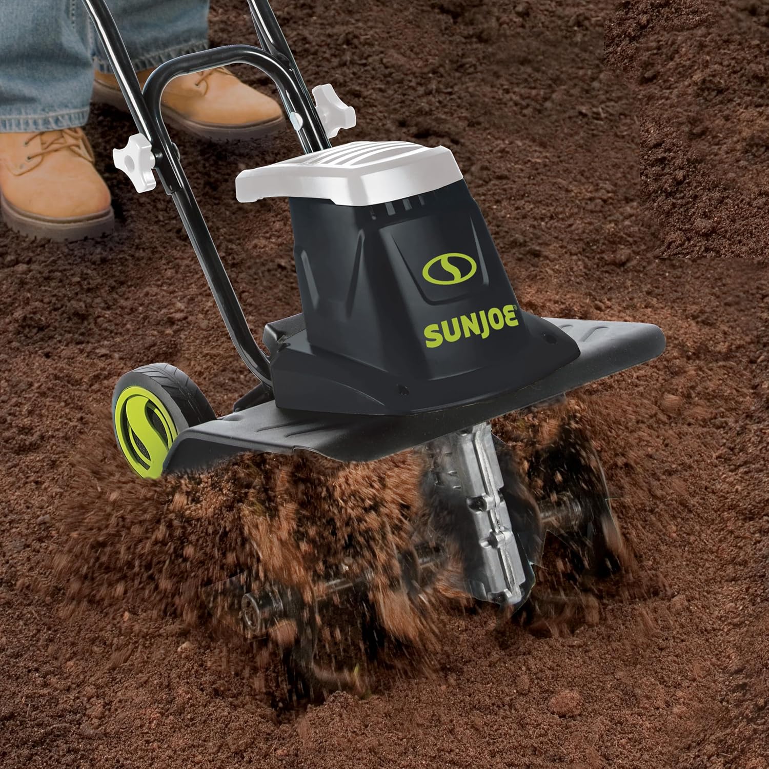 Sun Joe Corded Electric Garden Tiller & Cultivator with Steel Tines, 16', 13.5-Amp Motor - Heavy-Duty Tilling Machine for Lawn, Yard, and Gardening Care, TJ604E