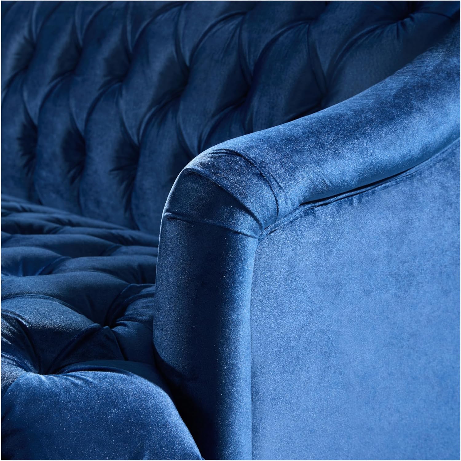 Christopher Knight Home Minxi Velvet Upholstered 3 Seater Sofa Couch, Wooden Home Sofa Living Room, Comfy Cloud Couch for Bedroom, Home Office, Button Tufted with Diamond Stitching, Dark Blue