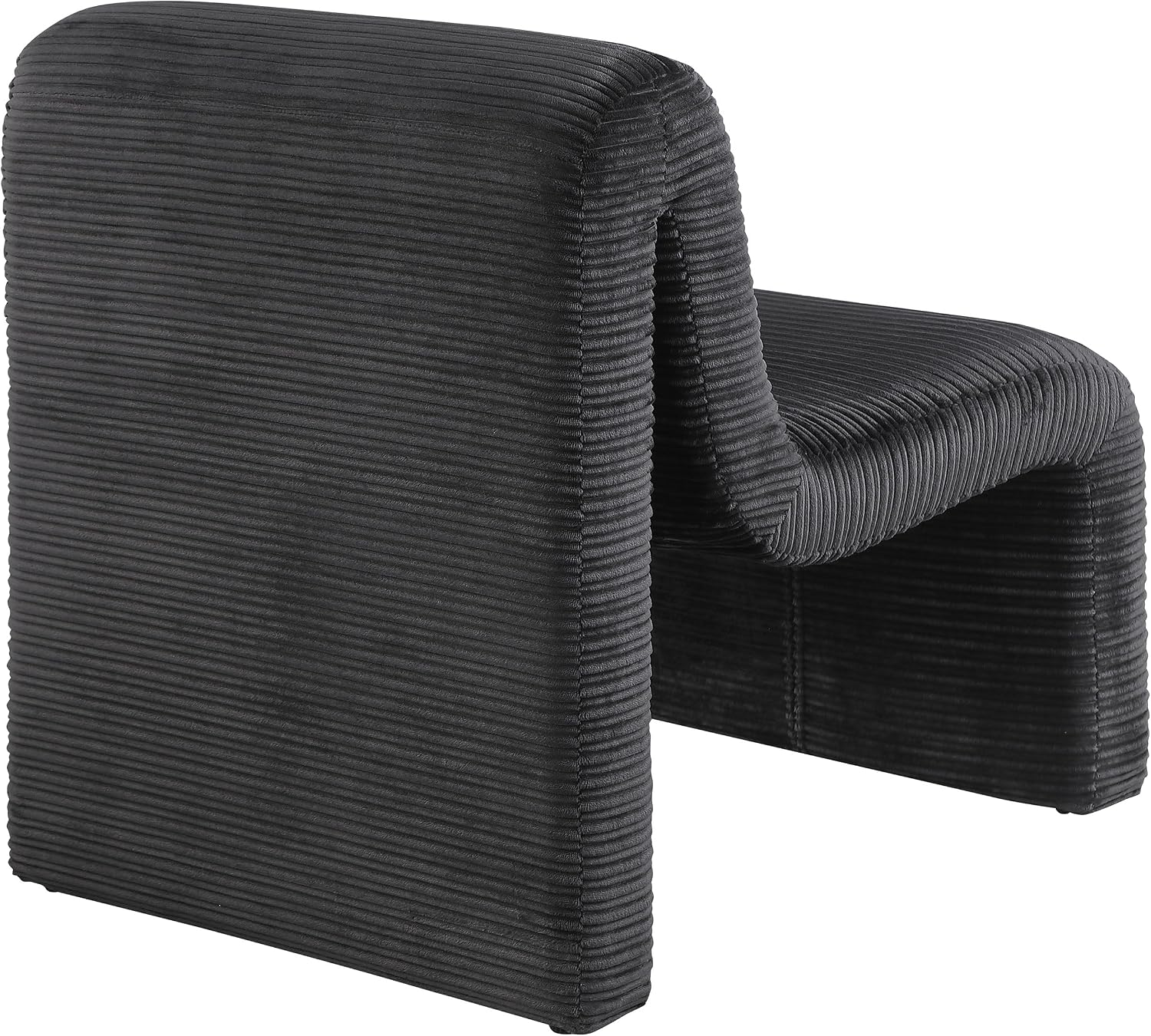 Coaster Home Furnishings - Drayton - Wood and Metal - Upholstered Armless Accent Chair with Sinuous Curves, Ribbed Detailing and Foam Padding - Living Room - Black - 907526