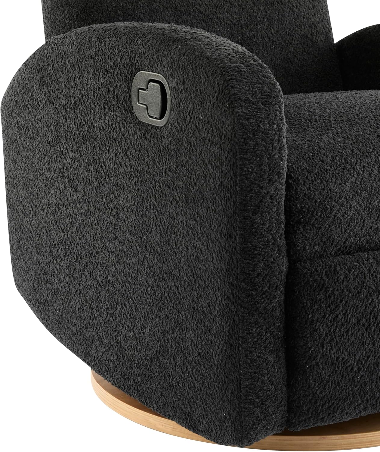 Christopher Knight Home Sidney Fabric Upholstered 360° Swivel Chair, Boucle Push-Back Recliner, Solid Wood Glider Recliner with Rotation, Living Room Lounge Sofa, Adjustable Comfy Reading Chair,Black