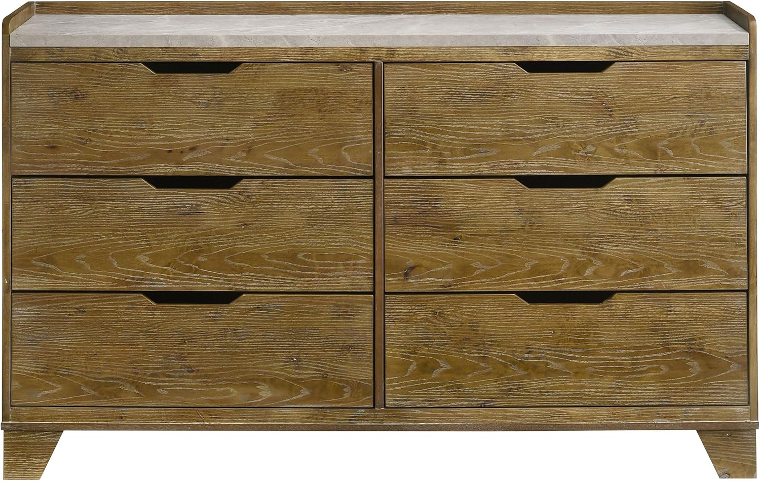 Coaster Home Furnishings - Henderson - Wood - 6-Drawer Dresser with Rustic Design, Faux Marble Top and Tip-Over Restraint - Bedroom - Medium Oak - 222973