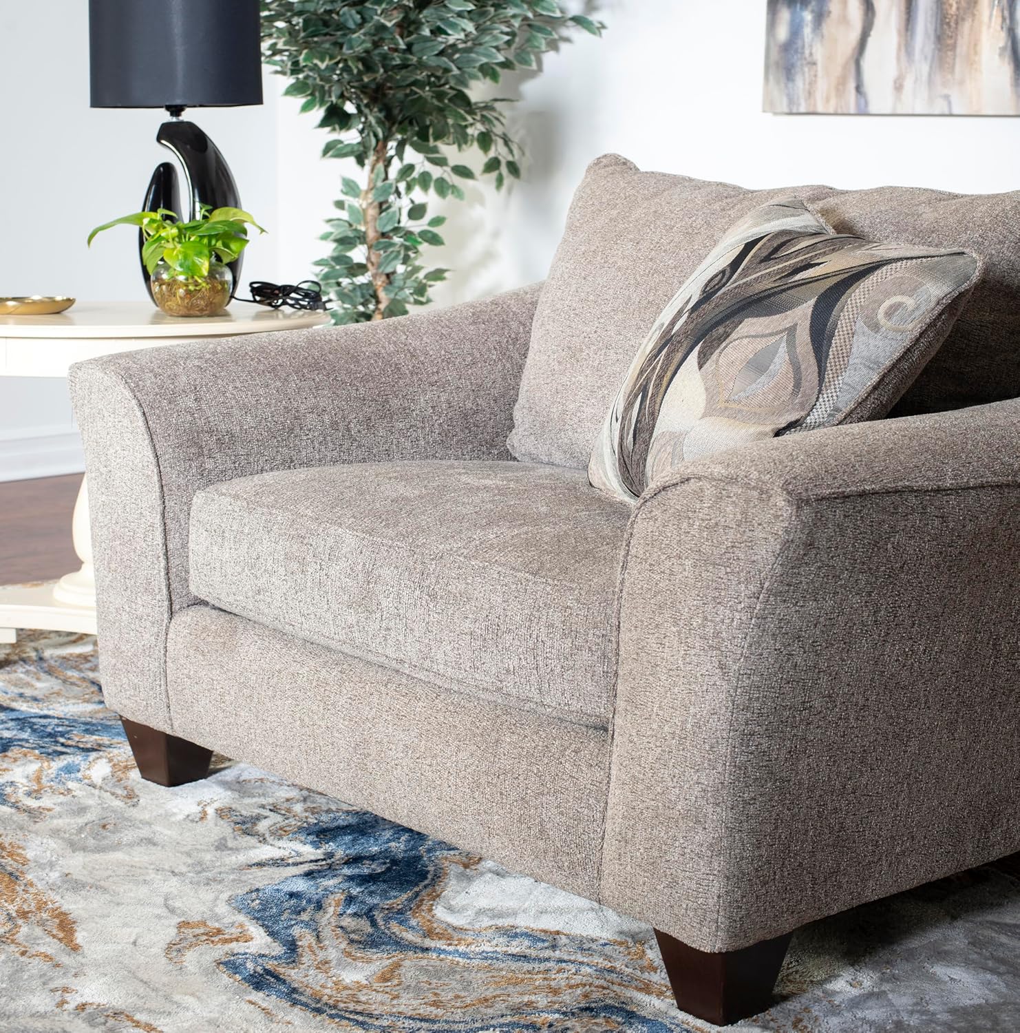 Roundhill Furniture Camaro Platinum Fabric Pillow back Accent