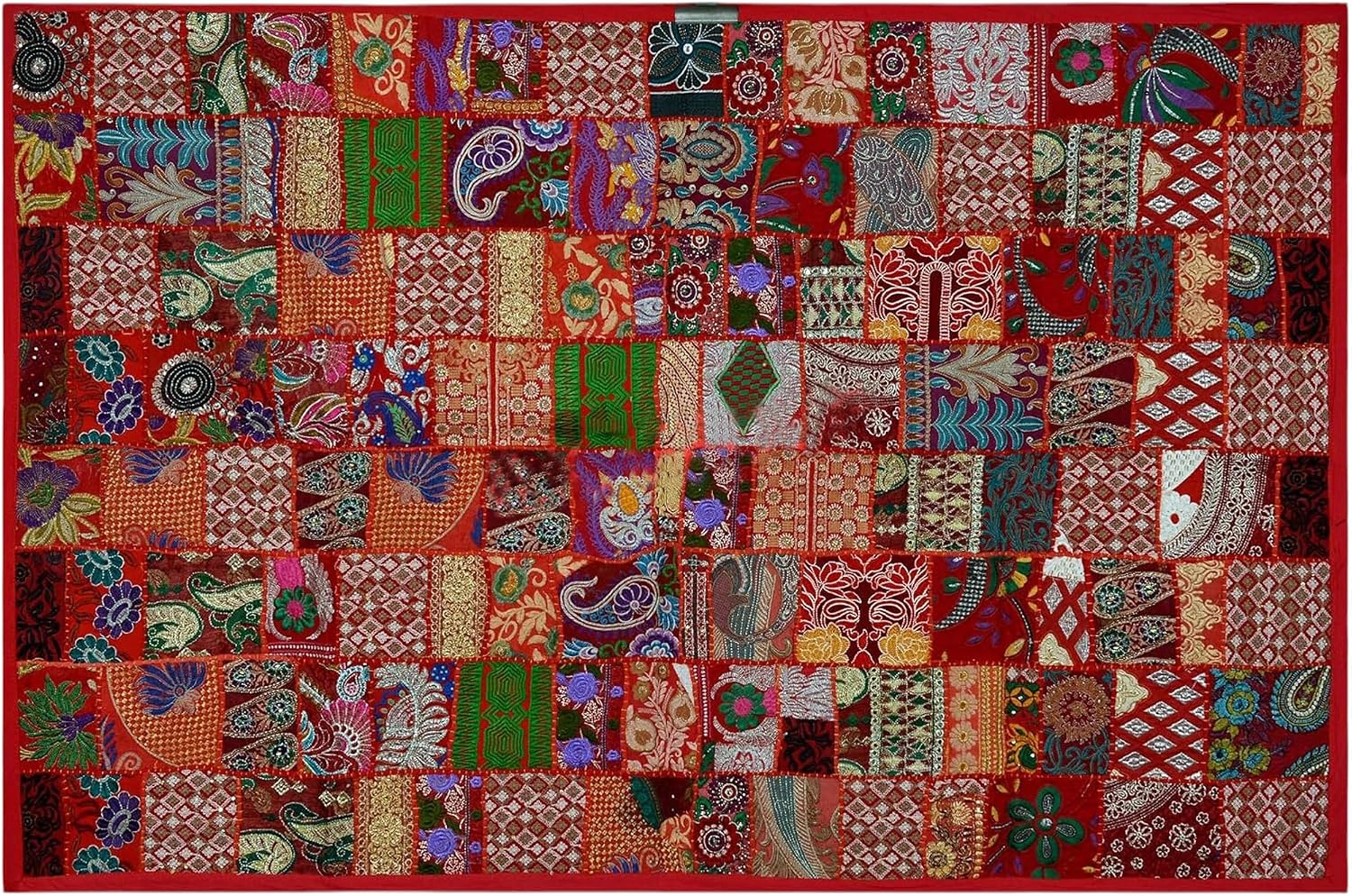 Arprani Indian tapestry-Handmade wall hanging-Embroidered Patchwork Tapestries-Vintage Saree Patces Cutting Wall Art-Bohemian Decor Ethnic Wall Hangings