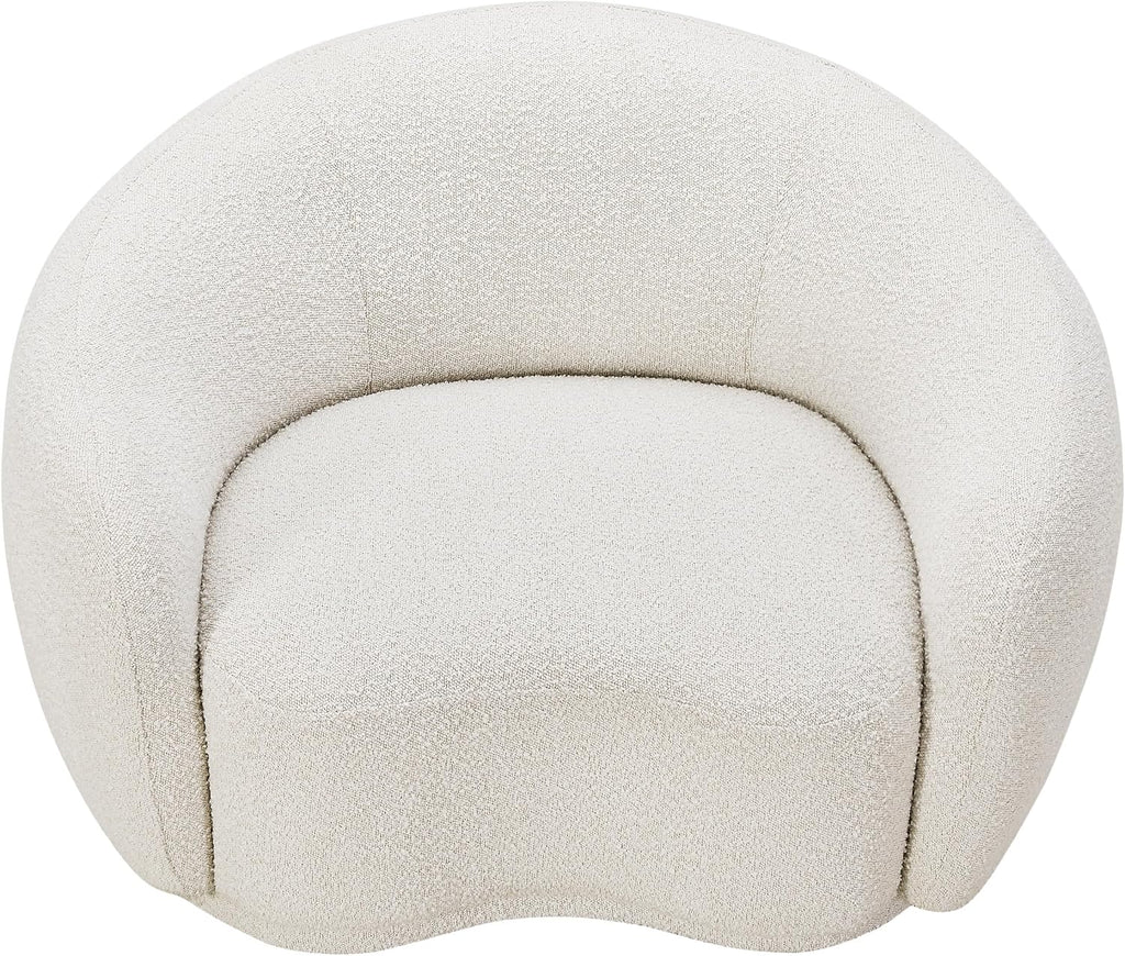 Meridian Furniture 693Cream-C Hyde Collection Modern | Contemporary Boucle Fabric Upholstered Accent Chair with Rounded Back, Cream, 42' W x 38' D x 27.5' H