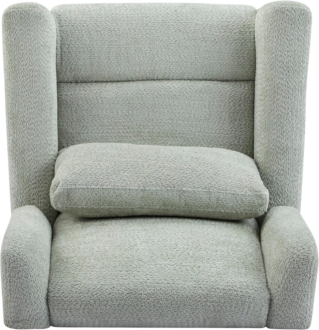 Christopher Knight Home Dolia Boucle Upholstered 360° Swivel Chair, Push-Back Power Recliner Chair, Iron Recliner Sofa with Rotation, Living Room Lounge Sofa, Adjustable Backrest, Gold+Light Green