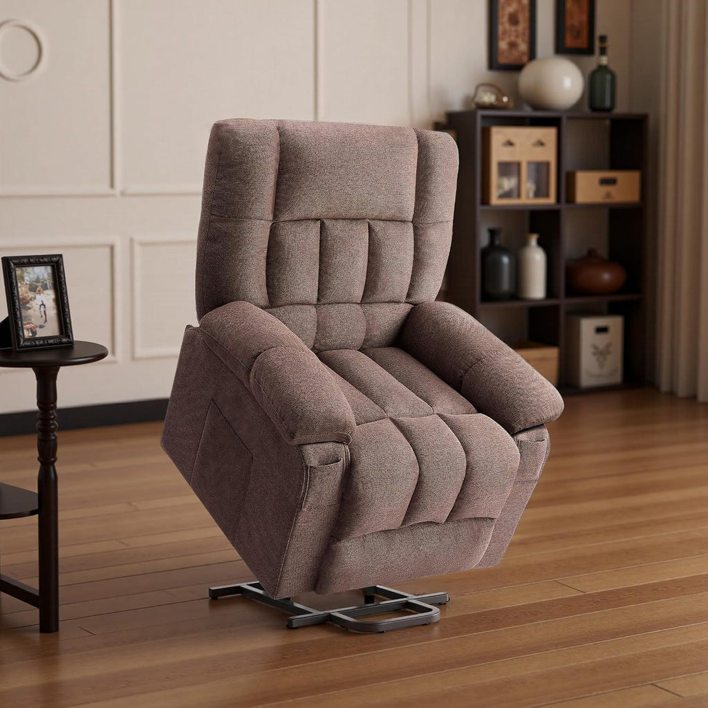 Power Lift Recliner Chair for Adult with Heated and Full Body Massage, Glider Nursery Chair with Cup Holder and USB Charge Port, Oversided Swivel Rocker Recliner for Living/Study/Bedroom Room, Pro