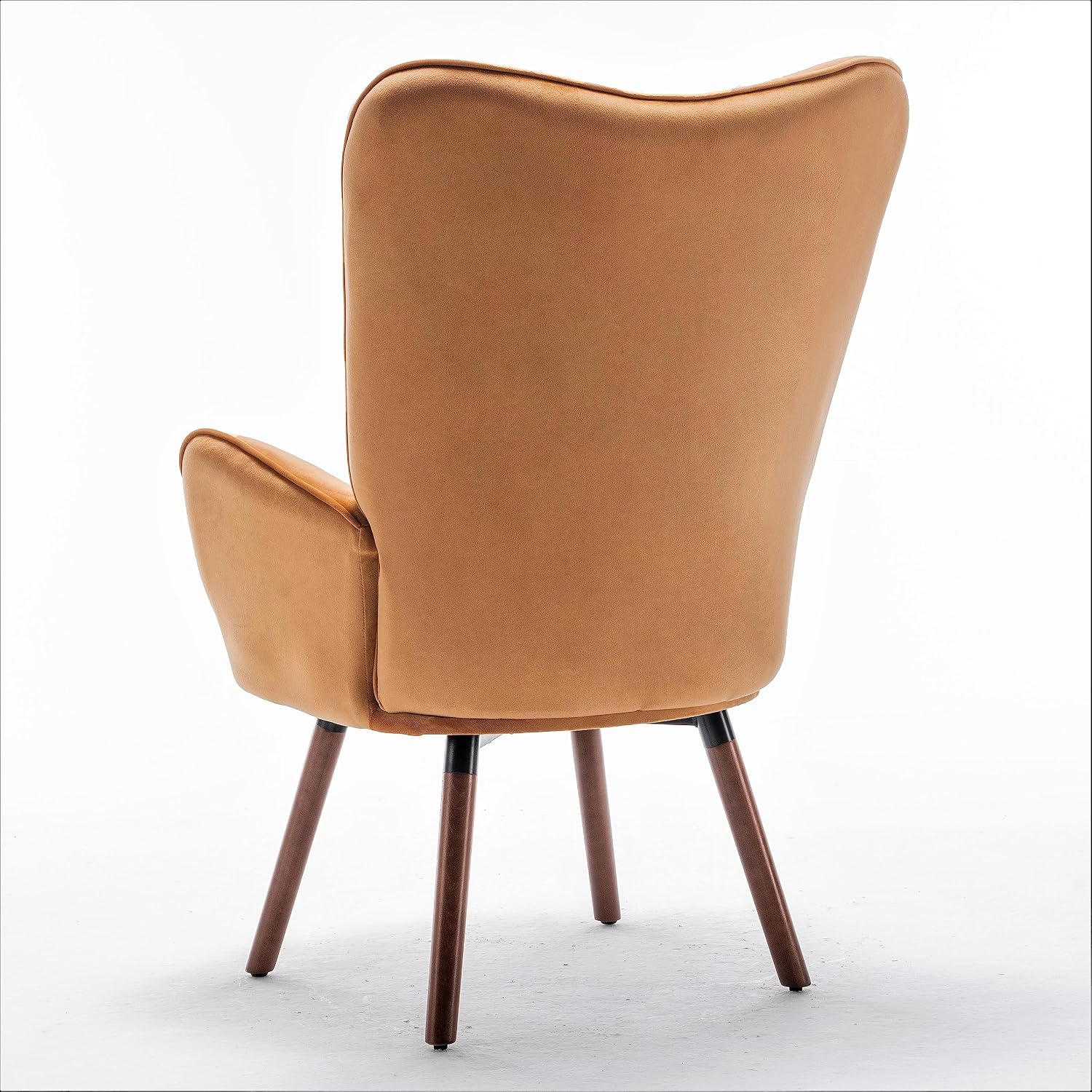 Container Furniture Direct Chic Accent Arm Chairs for Living Room, Bedroom, or Home Office, Button-Tufted Midcentury Armchair with Wingback Design and Splayed Legs, Mustard Yellow