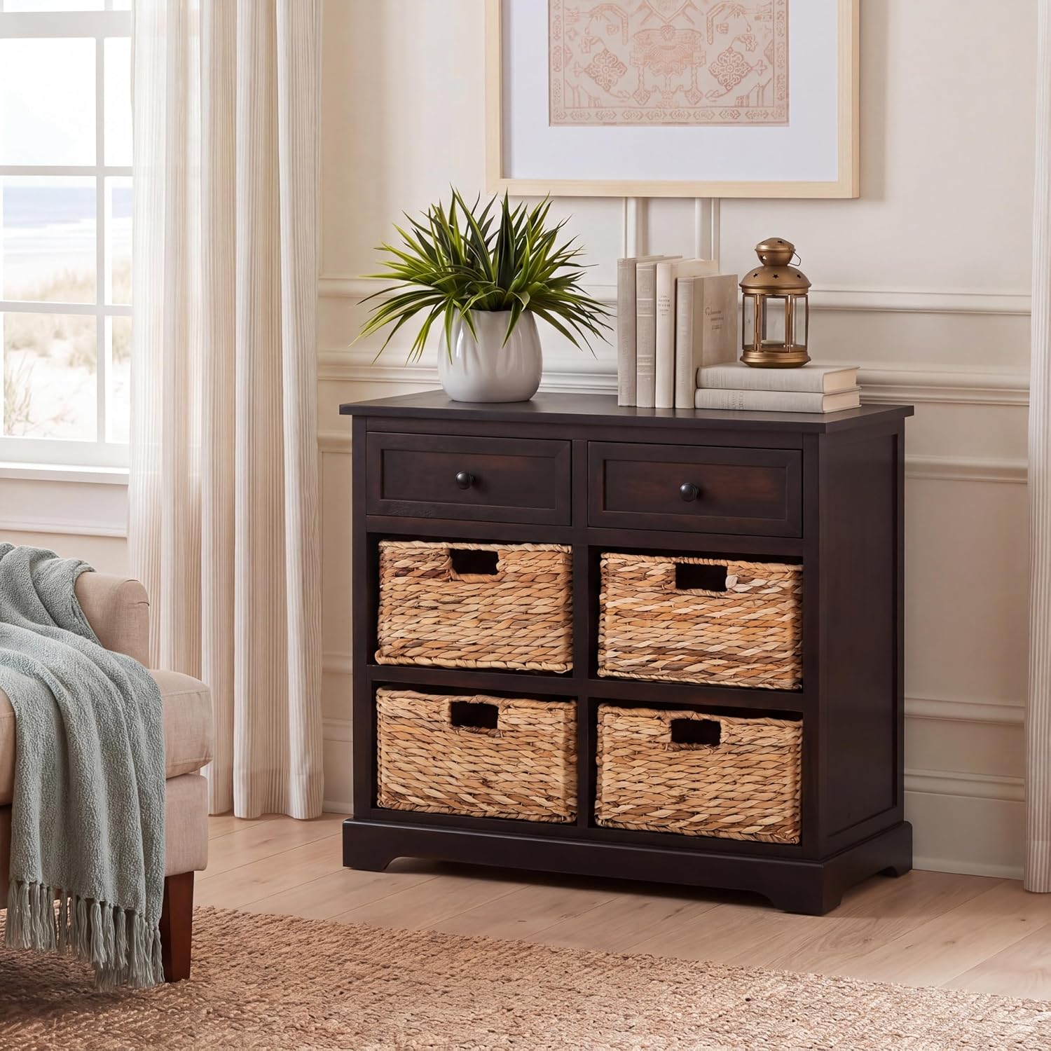SAFAVIEH Furniture - Herman 2-Drawer Storage Unit - Brown - Solid Wood - Classic Storage Design - Ideal for Living Room, Entryway, Home Office, 29' W x 13' D x 27.5' H - Fully Assembled (AMH5702F)