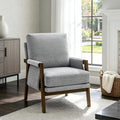 RNKSFX Grey Accent Chair for Bedroom & Living Room, Mid Century Modern Accent Arm Chair, Upholstered Anthropologie Accent Chair with Solid Wood Frame, Fabric