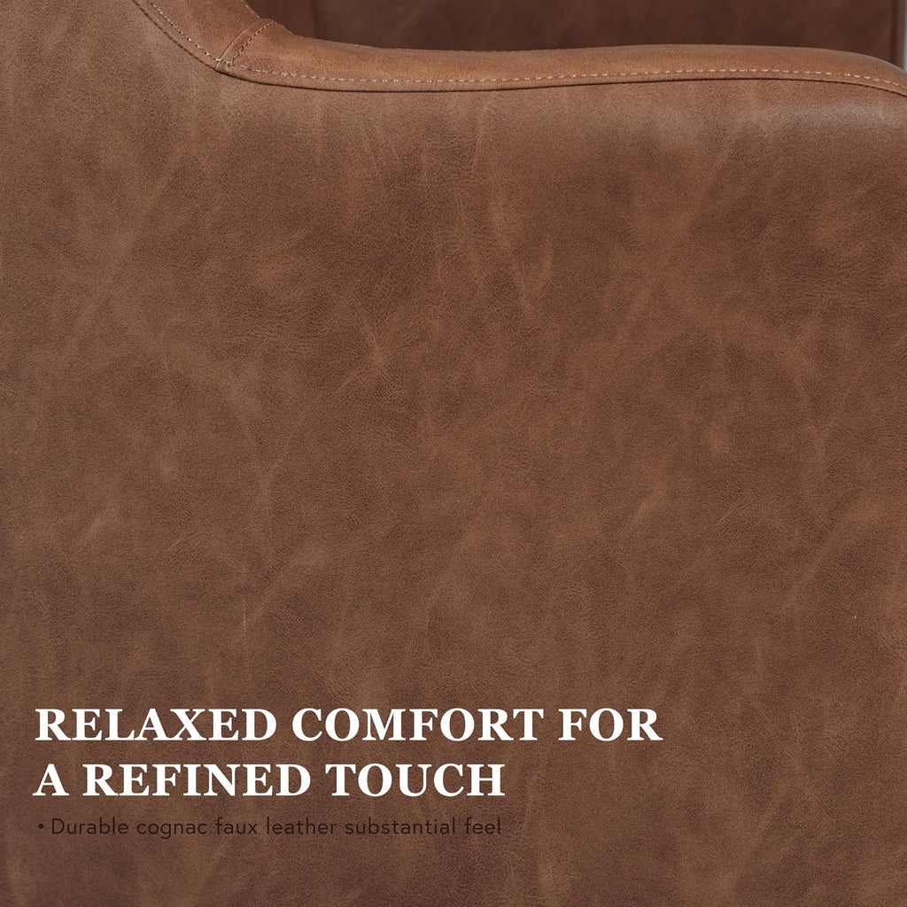 HomePop 360° Barrel Back Swivel Chair - Cognac Faux Leather