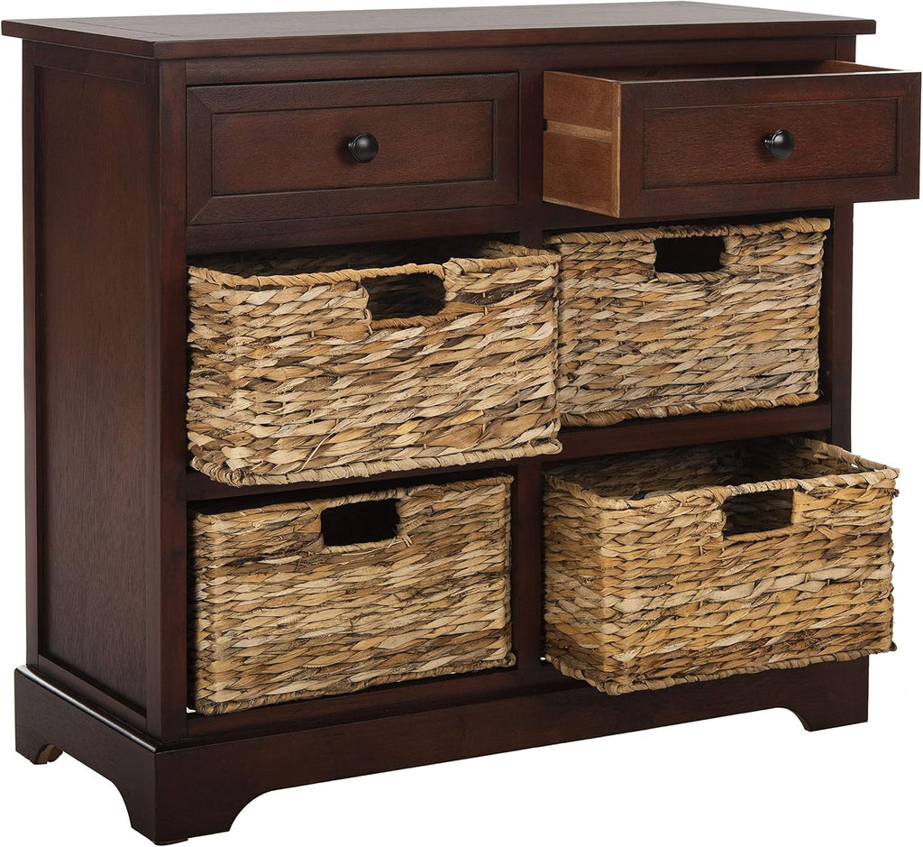 SAFAVIEH Furniture - Herman 2-Drawer Storage Unit - Dark Cherry - Solid Wood - Classic Storage Design - Ideal for Living Room, Entryway, Home Office, 29'W x 13'D x 27.5'H - Fully Assembled (AMH5702D)