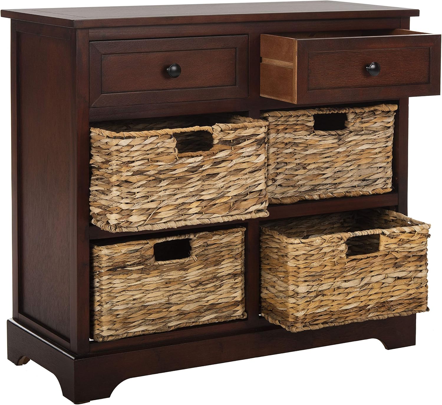 SAFAVIEH Furniture - Herman 2-Drawer Storage Unit - Dark Cherry - Solid Wood - Classic Storage Design - Ideal for Living Room, Entryway, Home Office, 29'W x 13'D x 27.5'H - Fully Assembled (AMH5702D)
