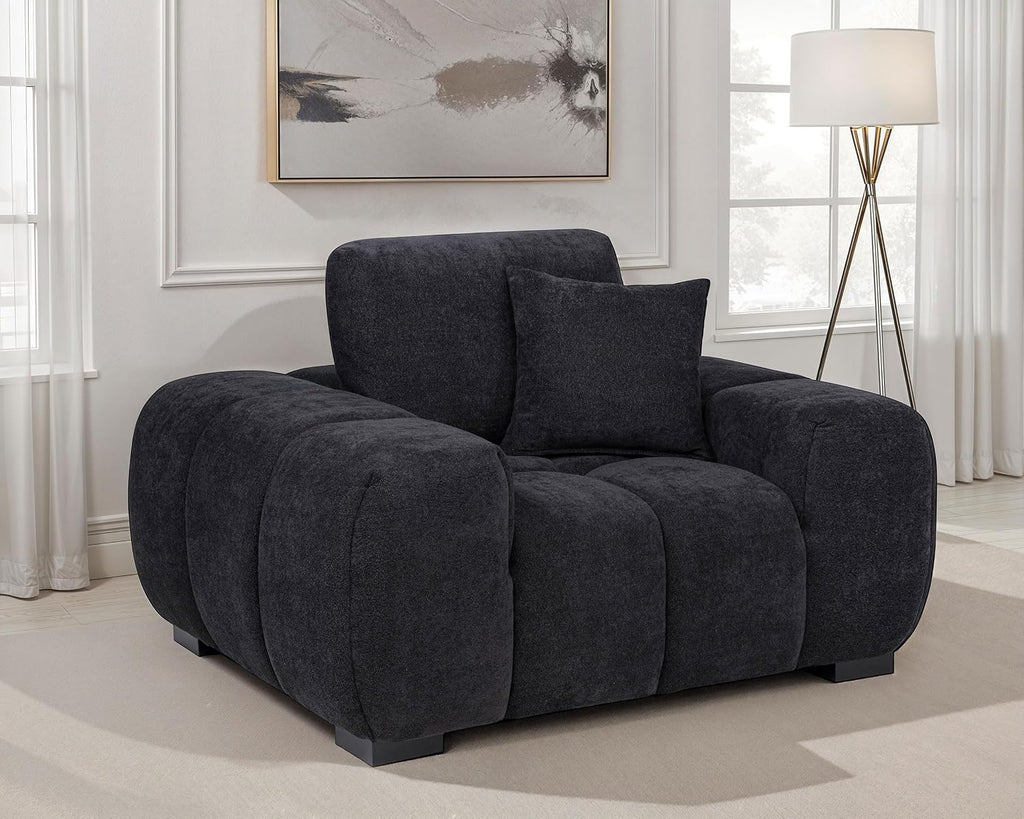 Coaster Home Furnishings - Octavia - Fabric Upholstered Accent Chair with Track Arms, Tufted Back, Curved Shape and Pocket Coil Seating - Living Room - Black - 511063
