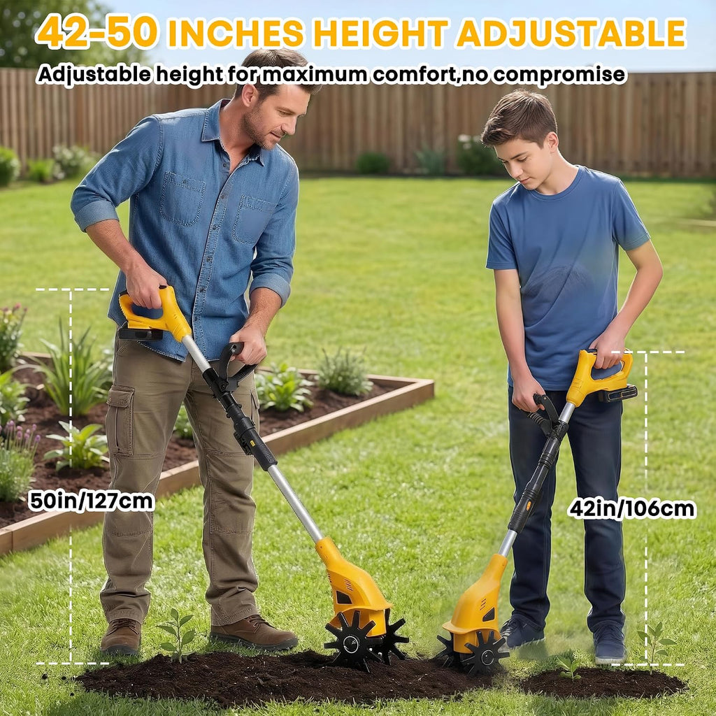 20V Mini Cordless Tiller for Gardening, 6 Lbs Ultra Lightweight Electric Garden Tiller for Women/Seniors, 6.3' Width & 4' Depth, Rototiller for Lawn/Soil Cultivation, Gardening Gifts for Parents