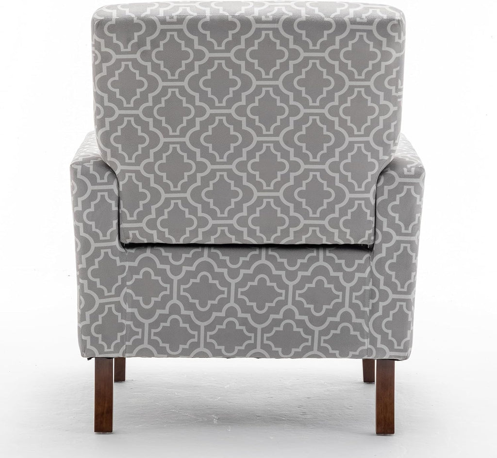 Container Furniture Direct Contemporary Accent Arm Chair with Birch Wood Frame and Velvet Upholstery, Armchair for Office and Living Room Decor, Removable Cushions, 03 Printed Fabric