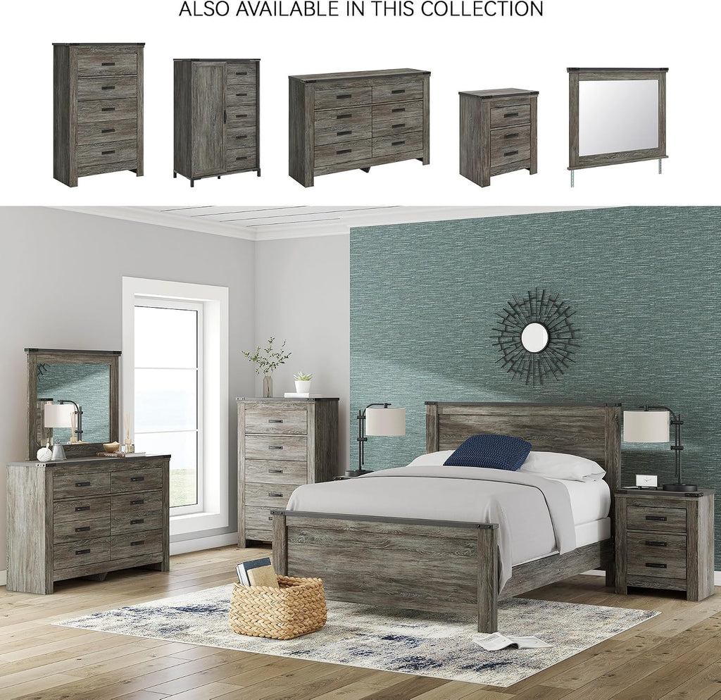 Signature Design by Ashley Frandern Casual Rustic Dresser with 6 Smooth-Gliding Drawers, Meets ASTM International Safety Standards, Wood and Decorative Laminate, Gray