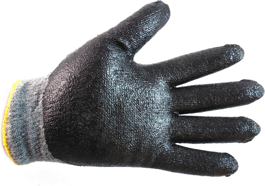 Heavy Duty Premium Knit Latex Palm Gloves, Double Dipped Coating, Black/Gray (BGEGBLK,240)