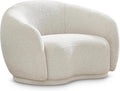 Meridian Furniture 693Cream-C Hyde Collection Modern | Contemporary Boucle Fabric Upholstered Accent Chair with Rounded Back, Cream, 42' W x 38' D x 27.5' H