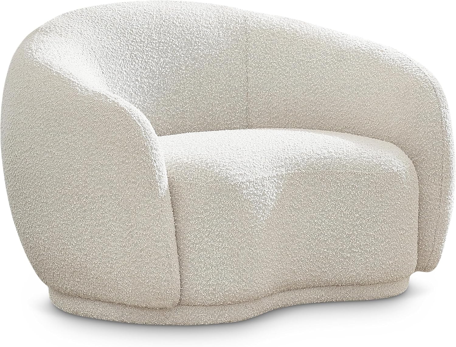 Meridian Furniture 693Cream-C Hyde Collection Modern | Contemporary Boucle Fabric Upholstered Accent Chair with Rounded Back, Cream, 42' W x 38' D x 27.5' H