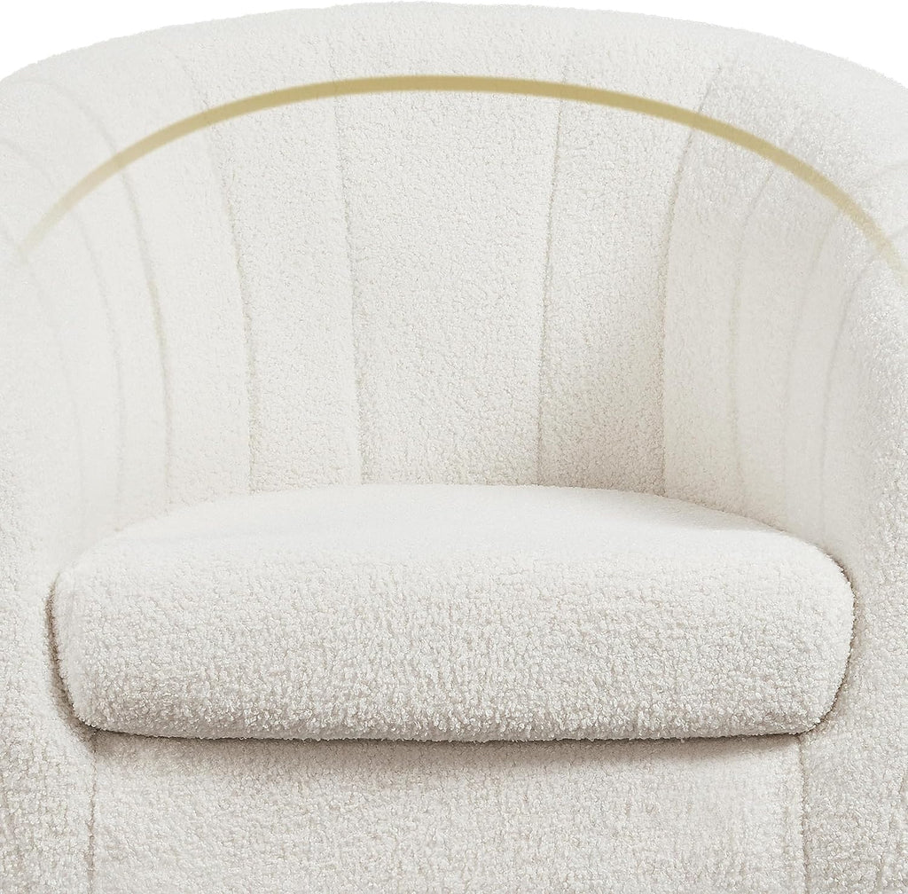 Yaheetech Accent Chair, Modern Cozy Vanity Chair with Gold Metal Legs, Boucle Fabric Armchair with Removable Seat Cushion for Living Room Bedroom Office Guest Room, Ivory, 2 pcs