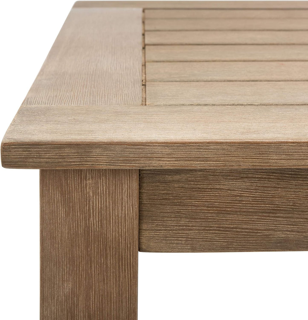 SAFAVIEH Couture Outdoor Patio Furniture Collection – Santa Cruz Coffee Table, Natural Eucalyptus Wood Slatted Top, Modern Outdoor Accent Table (CPT1016A)