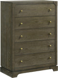 Coaster Home Furnishings - Gran Park - Wood - 5-Drawer Chest with Brass Knobs, Felt-Lined Top and Metal Ball-Bearing Glides - Modern Classic - Bedroom - Dark Cocoa - 224935