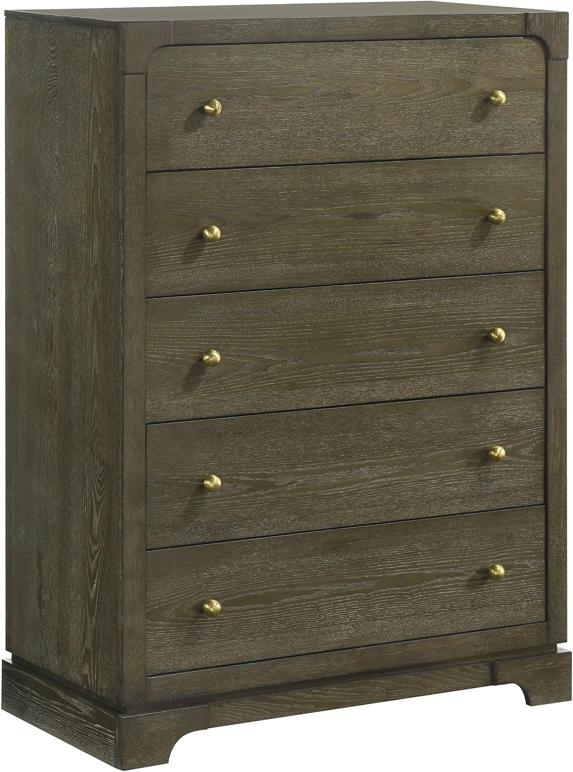 Coaster Home Furnishings - Gran Park - Wood - 5-Drawer Chest with Brass Knobs, Felt-Lined Top and Metal Ball-Bearing Glides - Modern Classic - Bedroom - Dark Cocoa - 224935