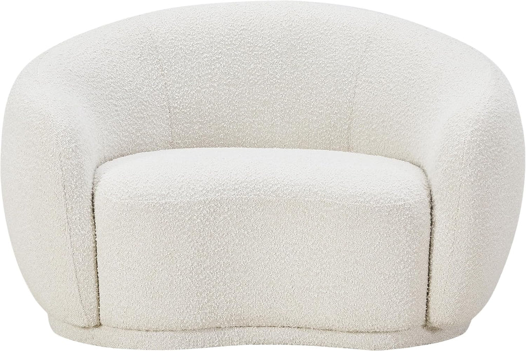 Meridian Furniture 693Cream-C Hyde Collection Modern | Contemporary Boucle Fabric Upholstered Accent Chair with Rounded Back, Cream, 42' W x 38' D x 27.5' H