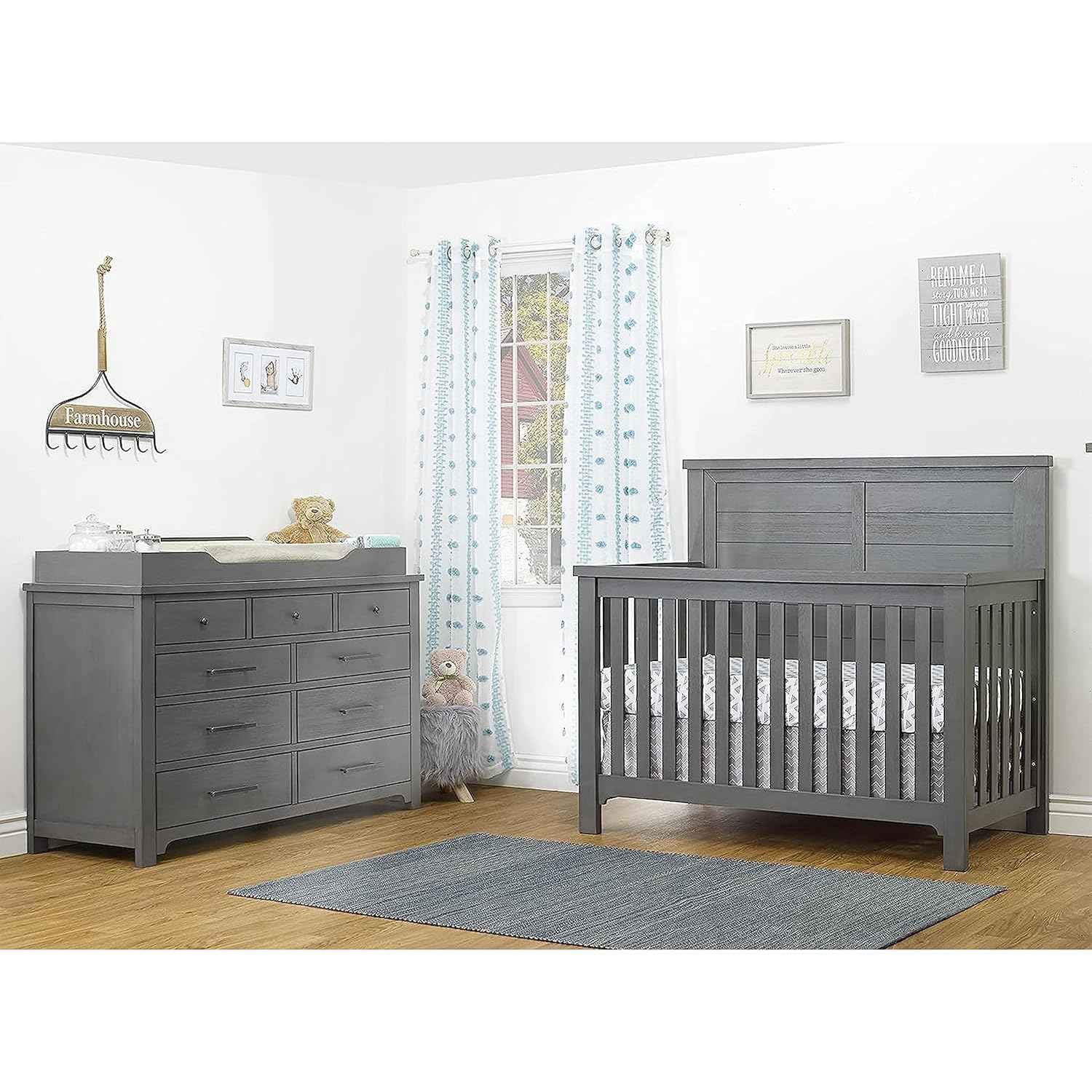 Sorelle Furniture Changing Table Topper for Dresser, Dressing and Diaper Changing Solution for Baby Dresser, Nursery Furniture-Stone Gray