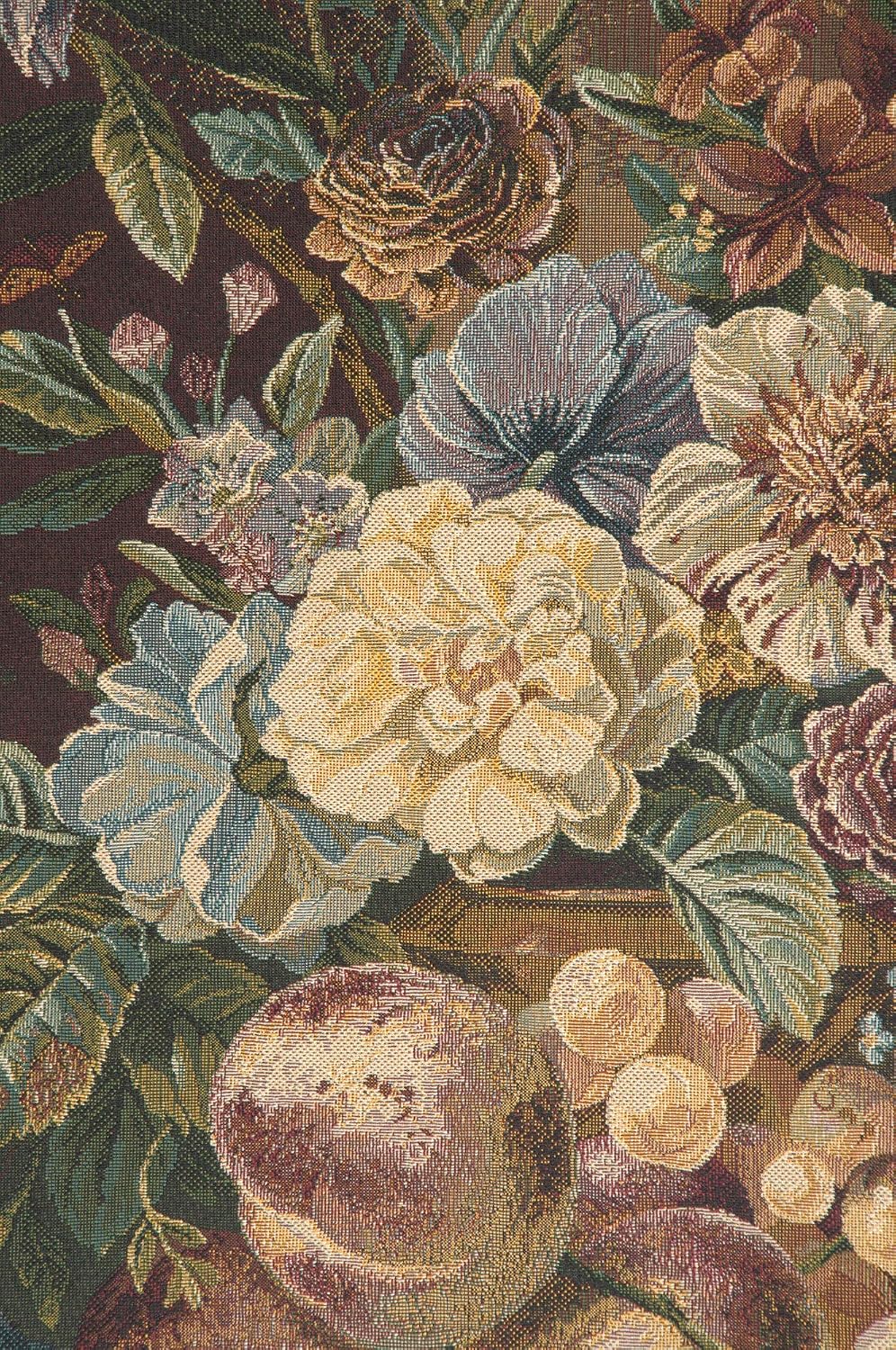 Charlotte Home Furnishings Inc European Belgian Tapestry Wall Hanging 26 X 31 in, Frame of Flowers Jacquard Woven Wall Art Cotton Polyester Viscose Blend for Home and Wall Decor
