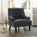 Lexicon Accent Chair Reading Chair Comfy Chair for Bedroom, Upholstered Armchair with Solid Wood Frame, Tufted Cushion Nail Head Trim, Single Sofa Chair for Living Room, Office, Black Chenille
