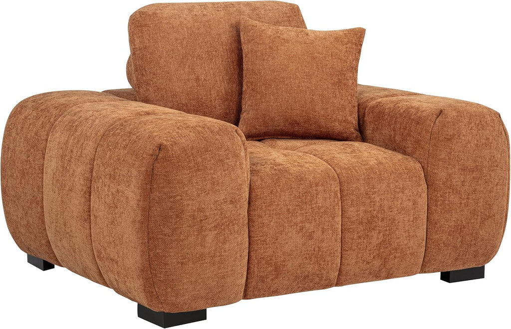 Coaster Home Furnishings - Octavia - Fabric Upholstered Track Arm Accent Chair with Curved Shape, Tufted Waterfall Seat and Reversible Back Cushion - Living Room - Orange - 509353