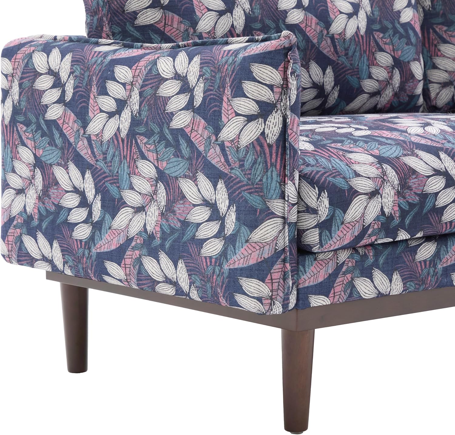 Christopher Knight Home Brena Modern Fabric Upholstered Loveseat Sofa, Wooden 2 Seater Sofa Couch with Deep Seat, Comfy Cloud Couch for Living Room, Bedroom, Home Office, Blue+White