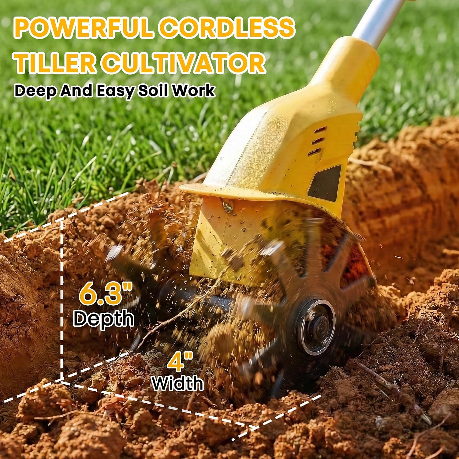 20V Mini Cordless Tiller for Gardening, 6 Lbs Ultra Lightweight Electric Garden Tiller for Women/Seniors, 6.3' Width & 4' Depth, Rototiller for Lawn/Soil Cultivation, Gardening Gifts for Parents
