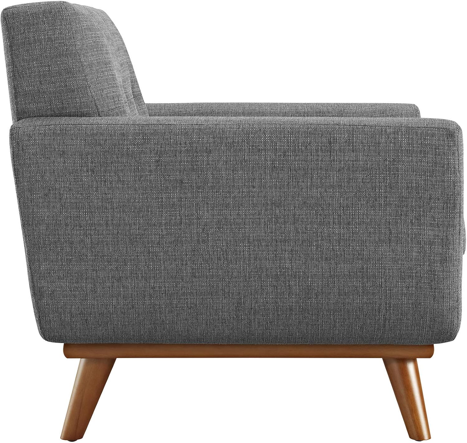 Modway Engage Mid-Century Modern Upholstered Fabric Accent Arm Lounge Chair, Wood in Gray, Armchair