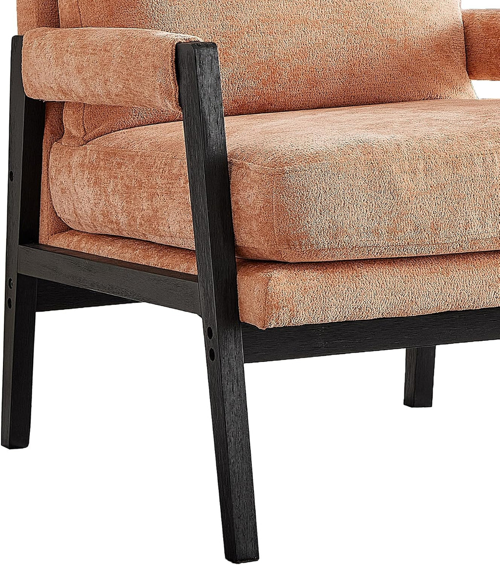 Roundhill Furniture Kelly Mid-Century Modern Chenille Upholstered Accent Armchair, Orange