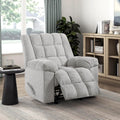 Lexicon Chenille Rocker Reclining Chair for Adults, Rocker Pull Handle Recliner, Nursery Chair for Living Room/Bedroom, High Back, Pillow Top Arms, High Density Foam Cushions, Light Grey